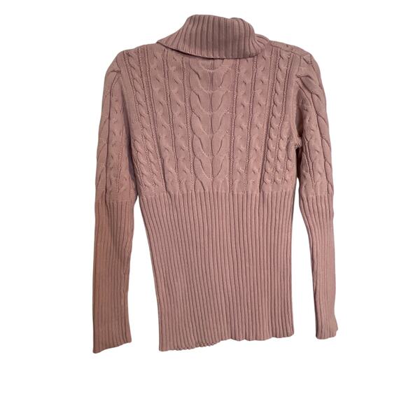 Axcess Sweaters - AXCESS Light Pink Cable  Knit Sweater Turtle Neck Pullover